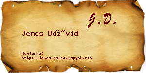 Jencs Dávid névjegykártya